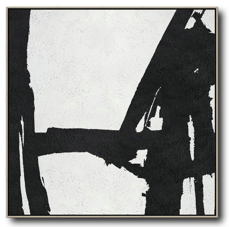 Handmade Large Painting,Oversized Minimal Black And White Painting - Large Abstract Wall Art